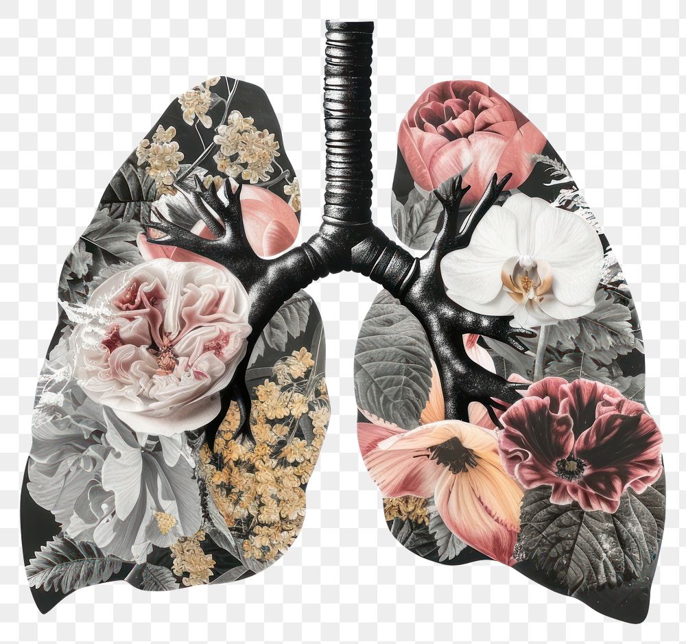 PNG Flower Collage human lung flower illustration collage.