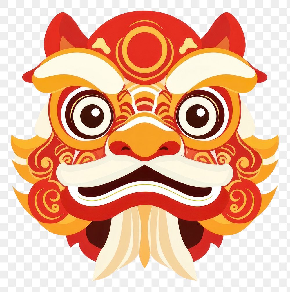 PNG Chinese lion head illustration chinese symbol.