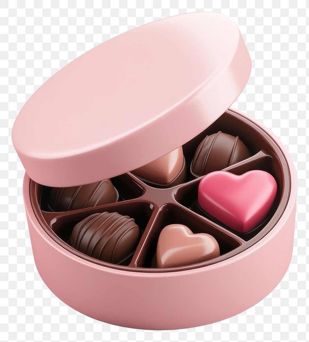 PNG 3d valentine chocolate box sweets heart pink.