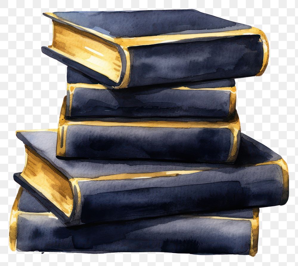 PNG Indigo stacked of book books illustration watercolor.