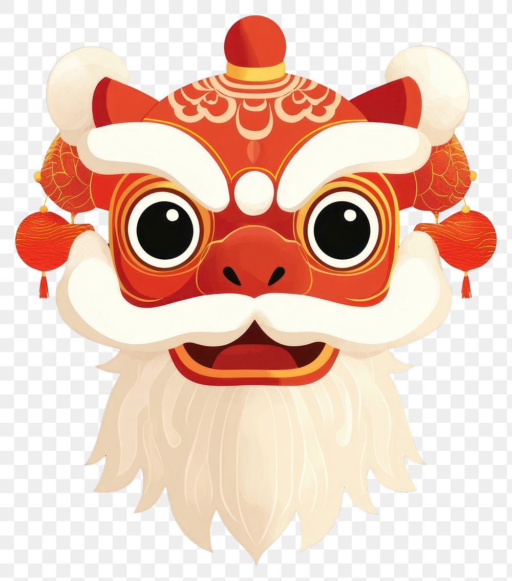 PNG Chinese lion head illustration chinese beard.