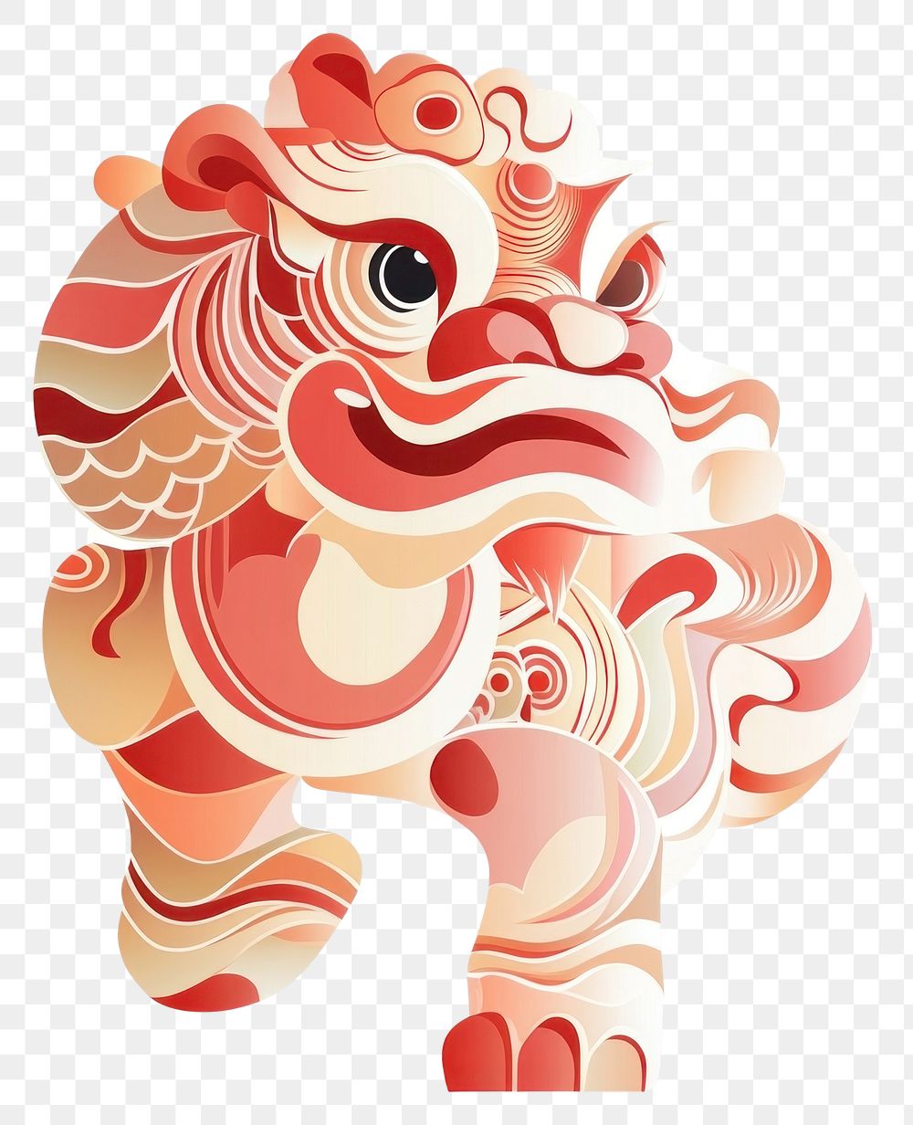 PNG Lion dance illustration art traditional.