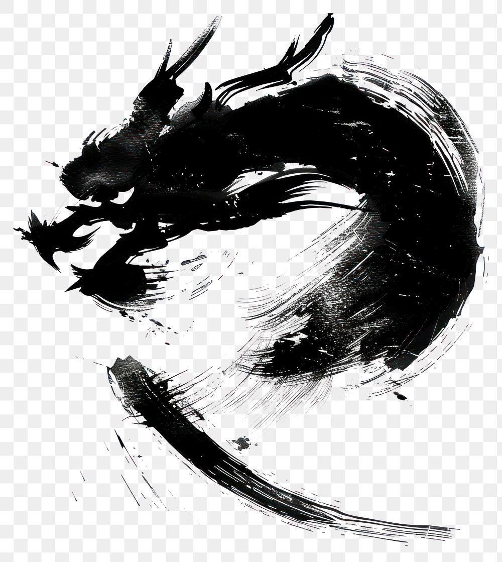 PNG Dragon head illustration stroke brush.