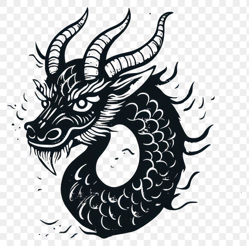 PNG Japanese Kirin art illustration dragon.