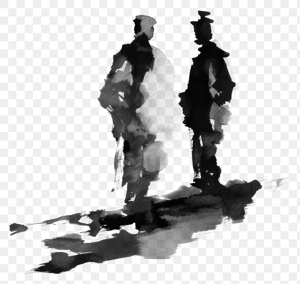 PNG Painting minimal of men silhouette water man.