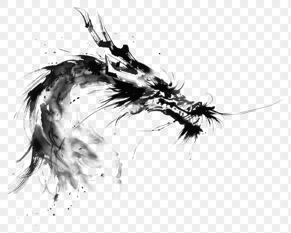 PNG Dragon brush art ink.