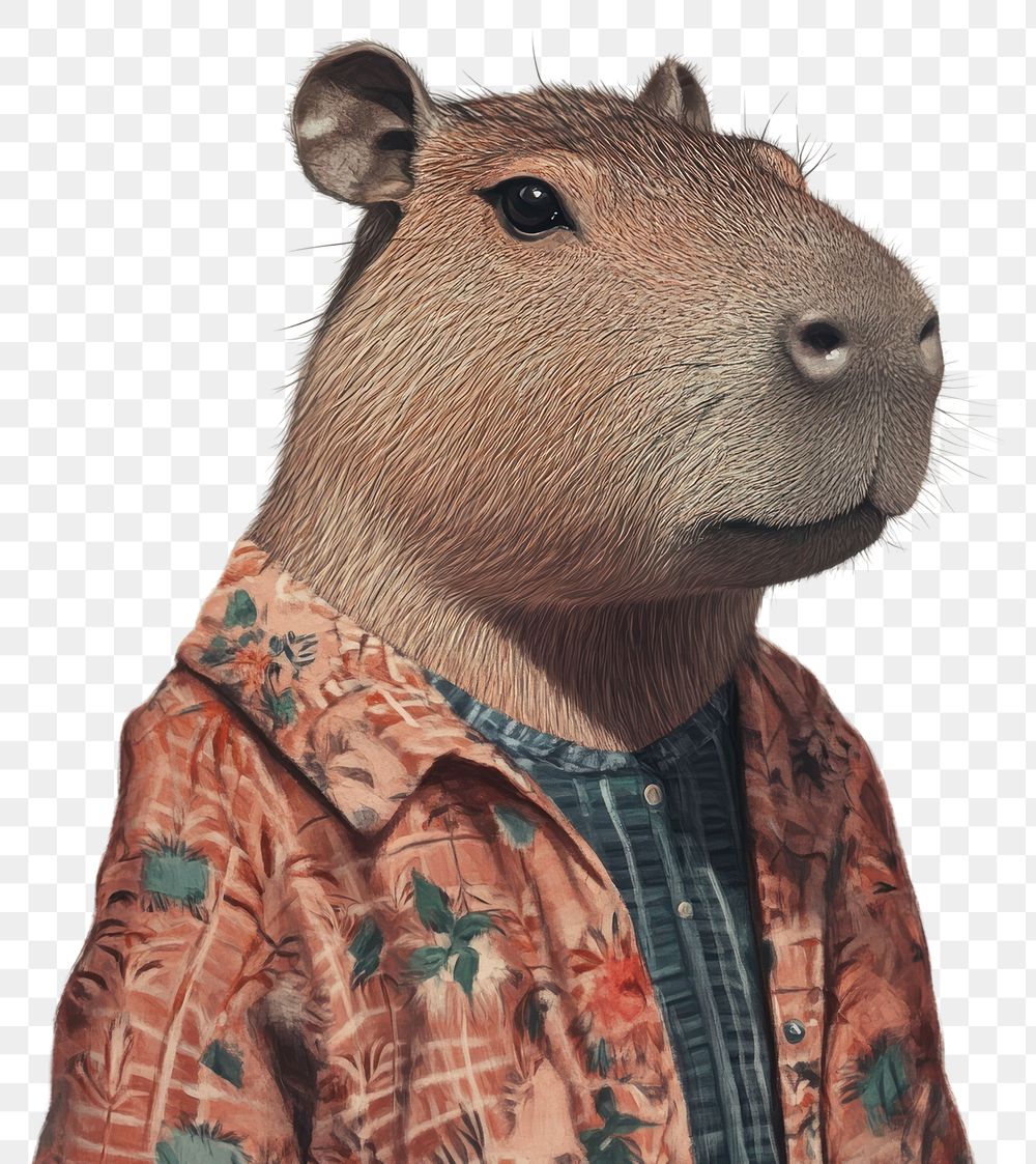 PNG A Baby capybara wearing with gparty outfit animal illustration whimsical.