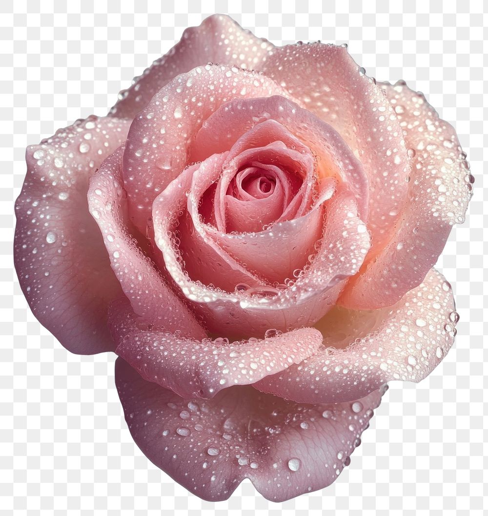 PNG Beautiful pink rose blossom droplets flower petals.