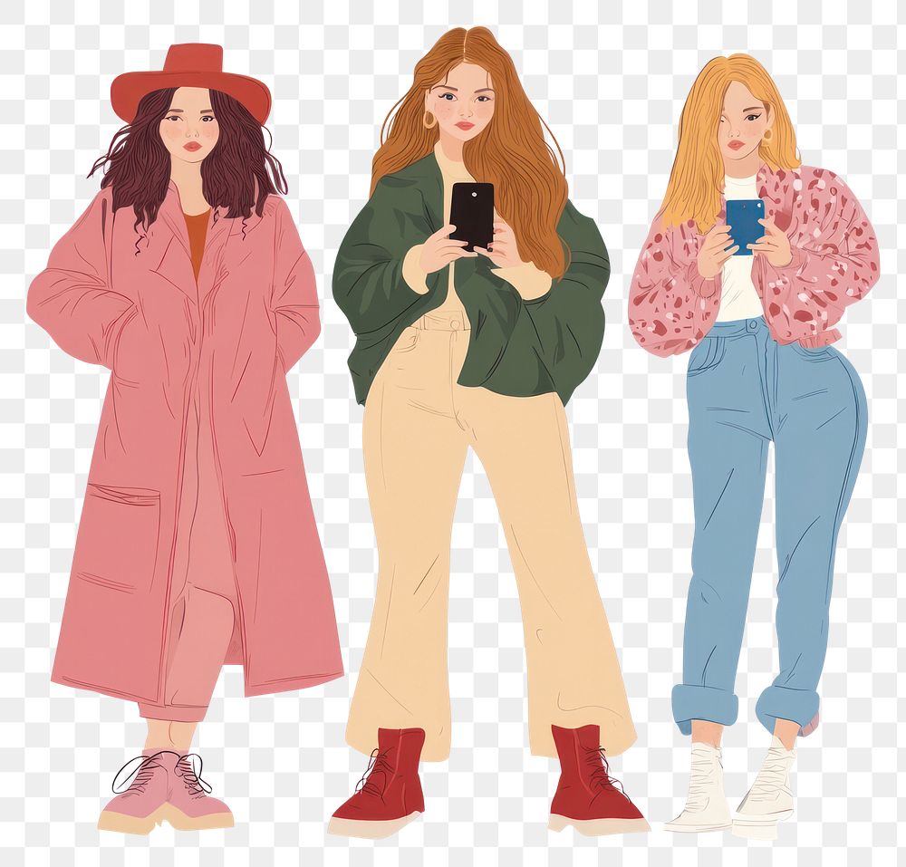 PNG Teenager using phone art illustration clothing.