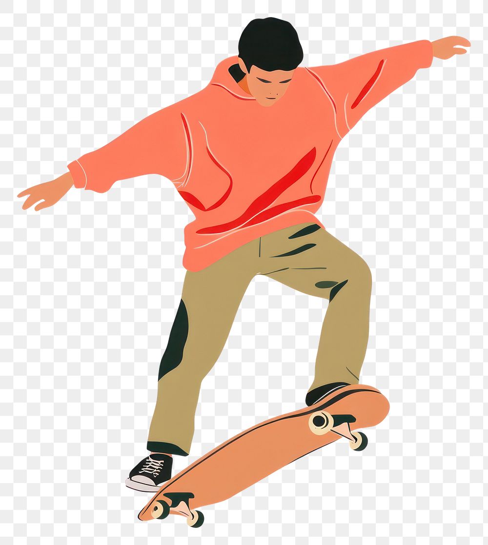 PNG Young man playing skateboard illustration street style.