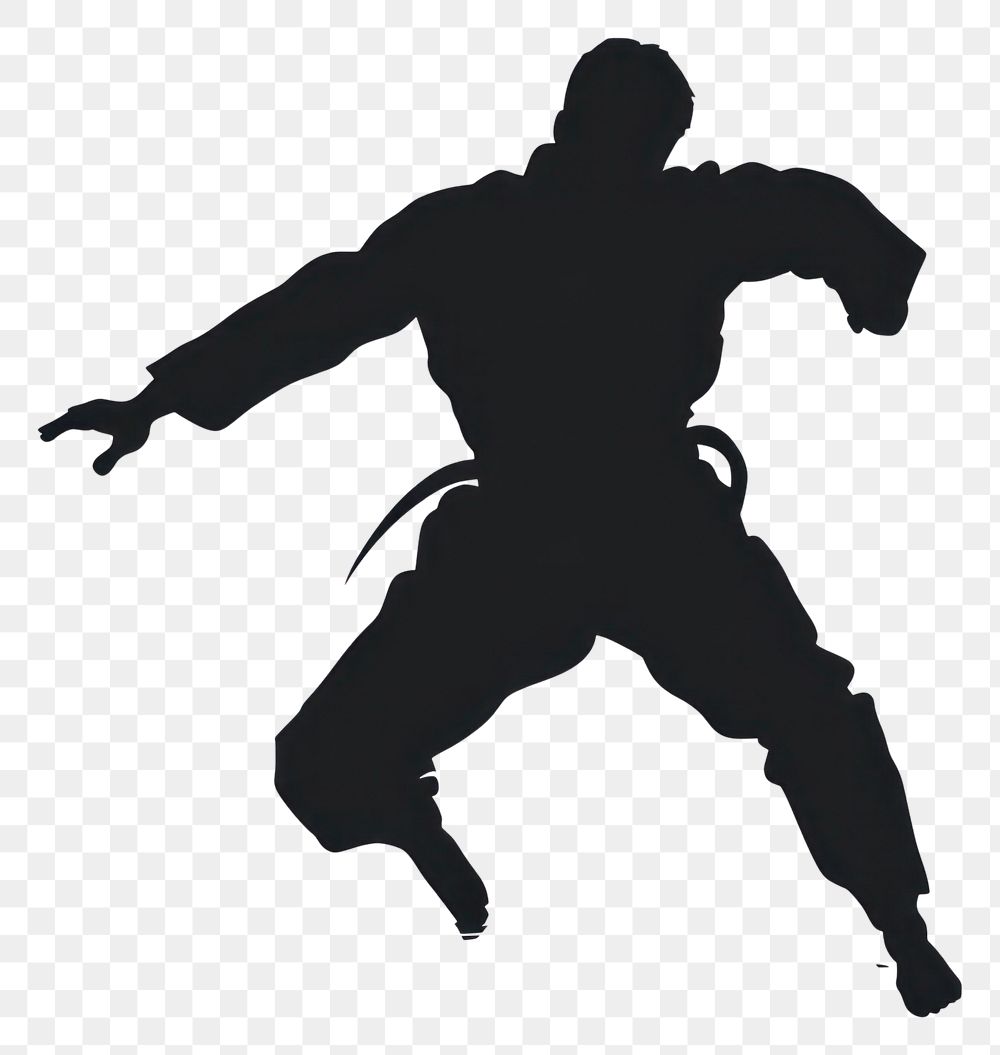 PNG Man judo silhouette karate black.