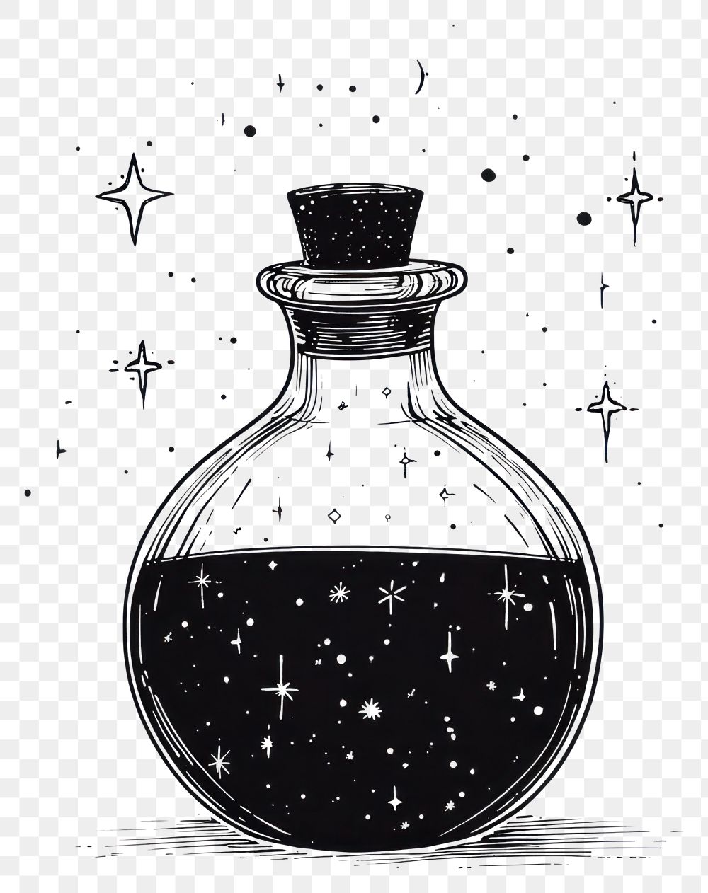 PNG Celestial potion illustration bottle white.