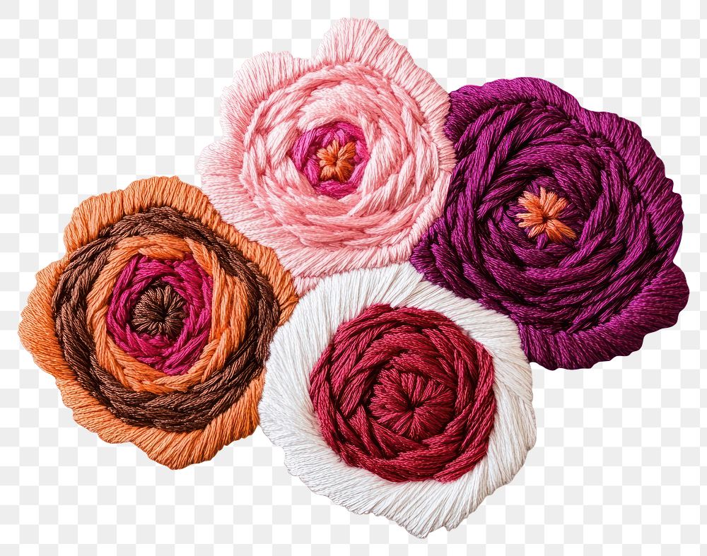 PNG Embroidery valentine flowers pattern handcrafted decorative.