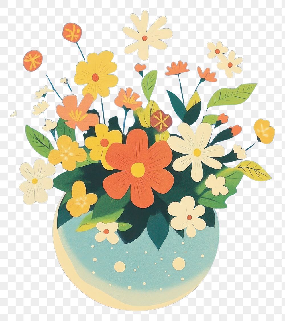 PNG Papercut boom bubble flowers nature colors.