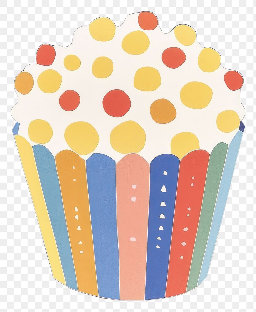 PNG Papercut cute popcorn cupcake illustration colorful.