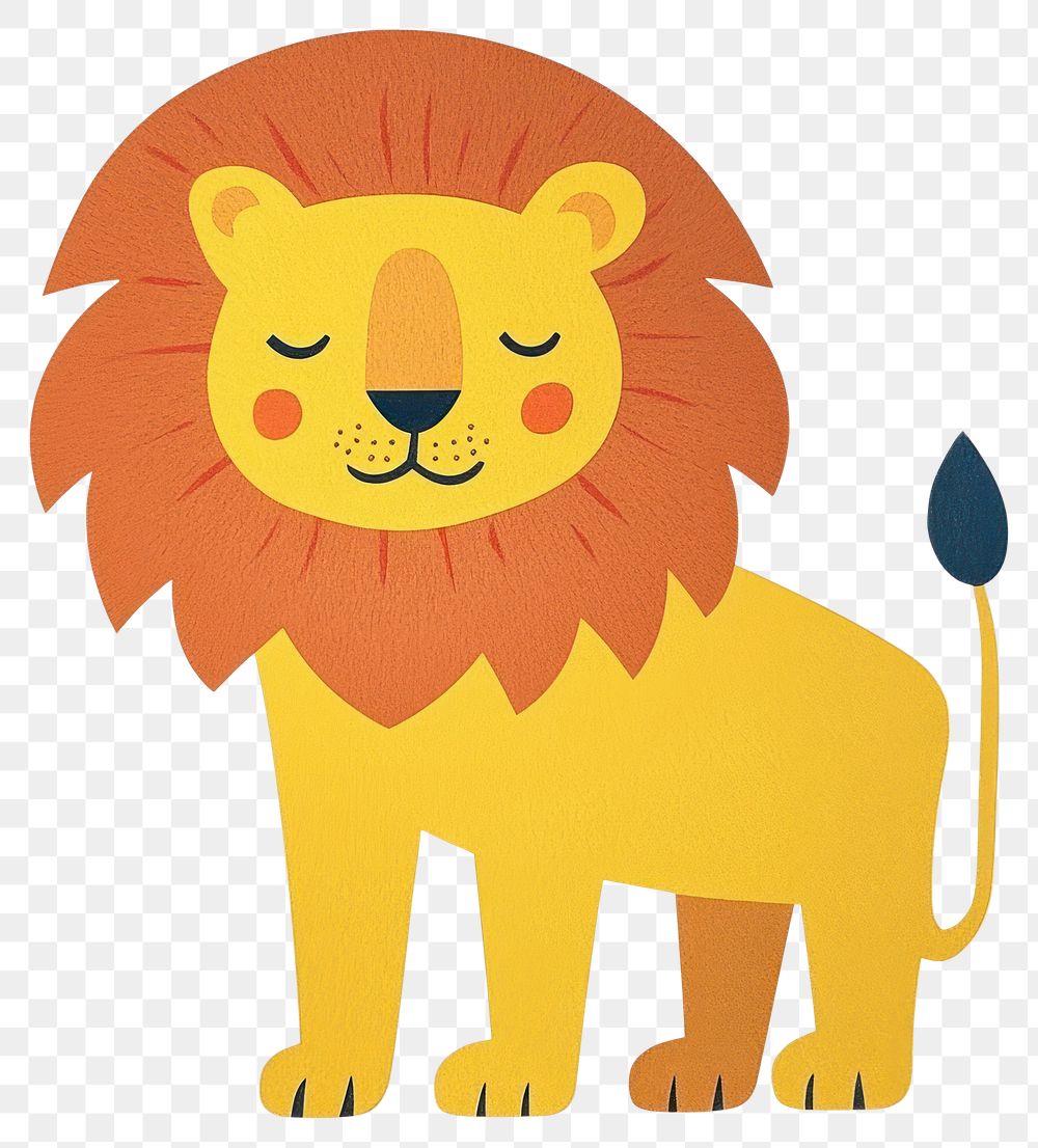 PNG Papercut cute lion cartoon animal simple.