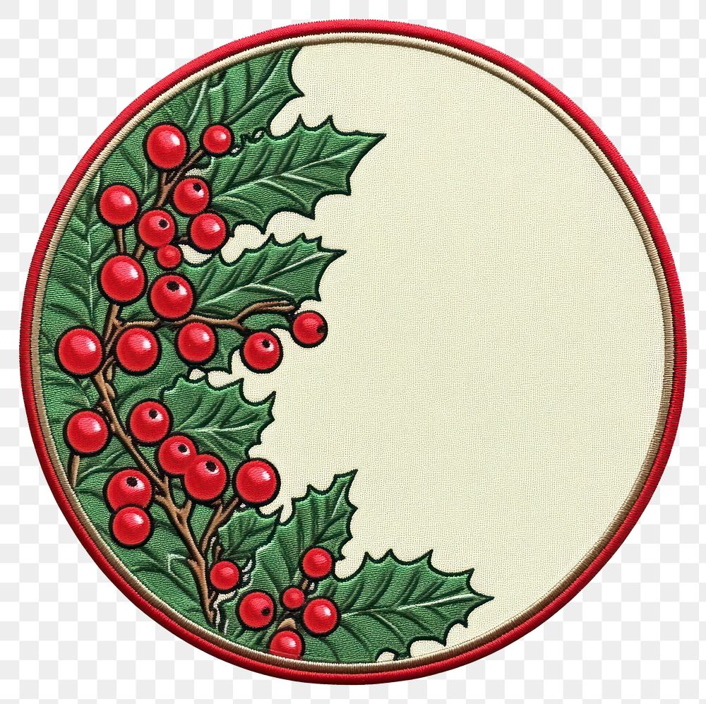 PNG Christmas patch berries holly decor.