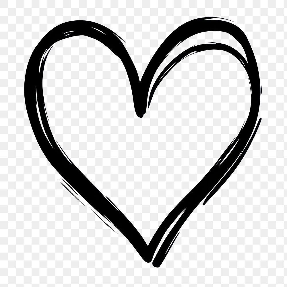 PNG Cute doodle heart minimalist simple black.