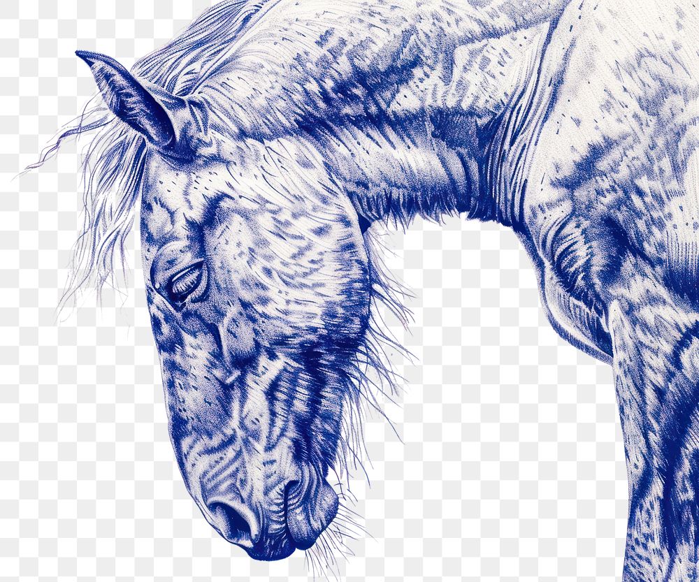 PNG Vintage drawing horse sketch animal blue.