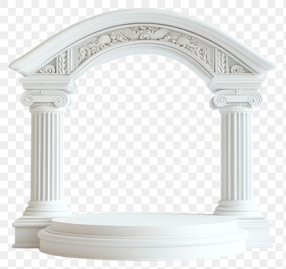 PNG Greek arch 3d podium architecture background white.