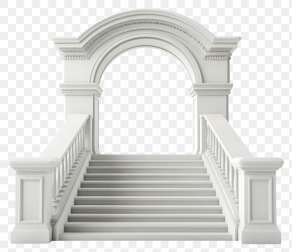 PNG Greek arch 3d podium staircase stairs white.