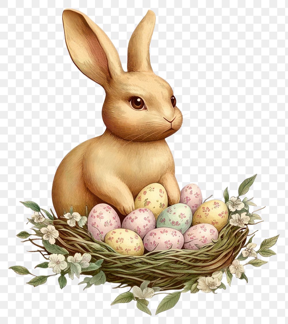 PNG Easter bunny eggs illustration rabbit.