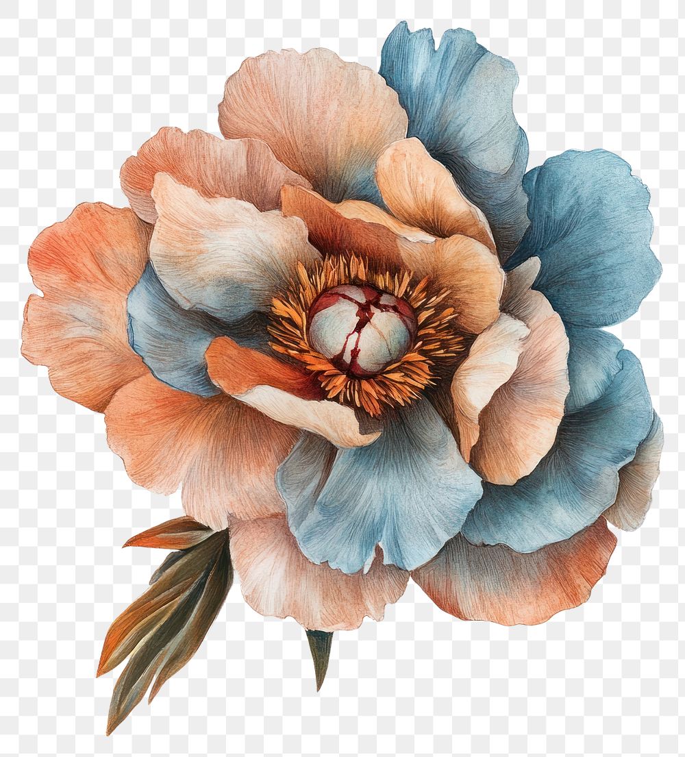 PNG Aesthetic peony flower art painting petals.