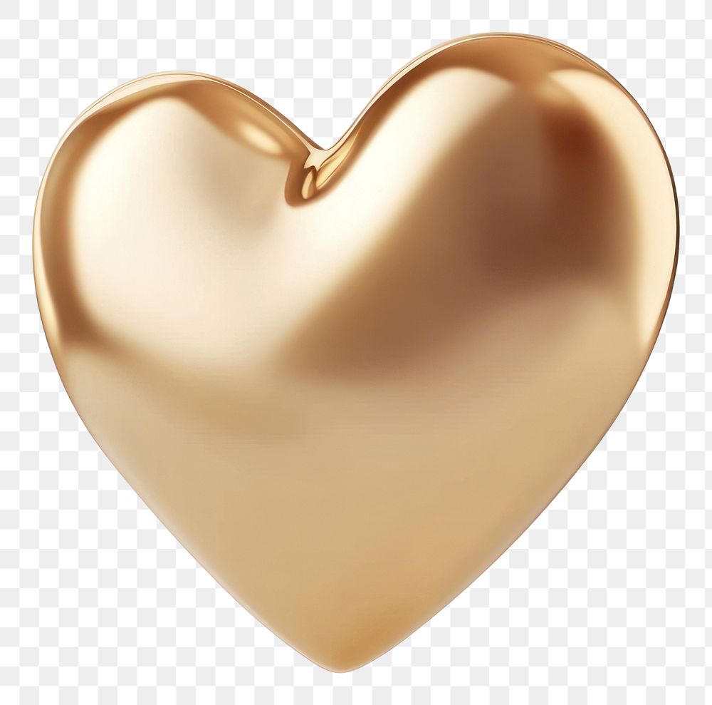 PNG 3d gold heart symbol accessories minimalist.