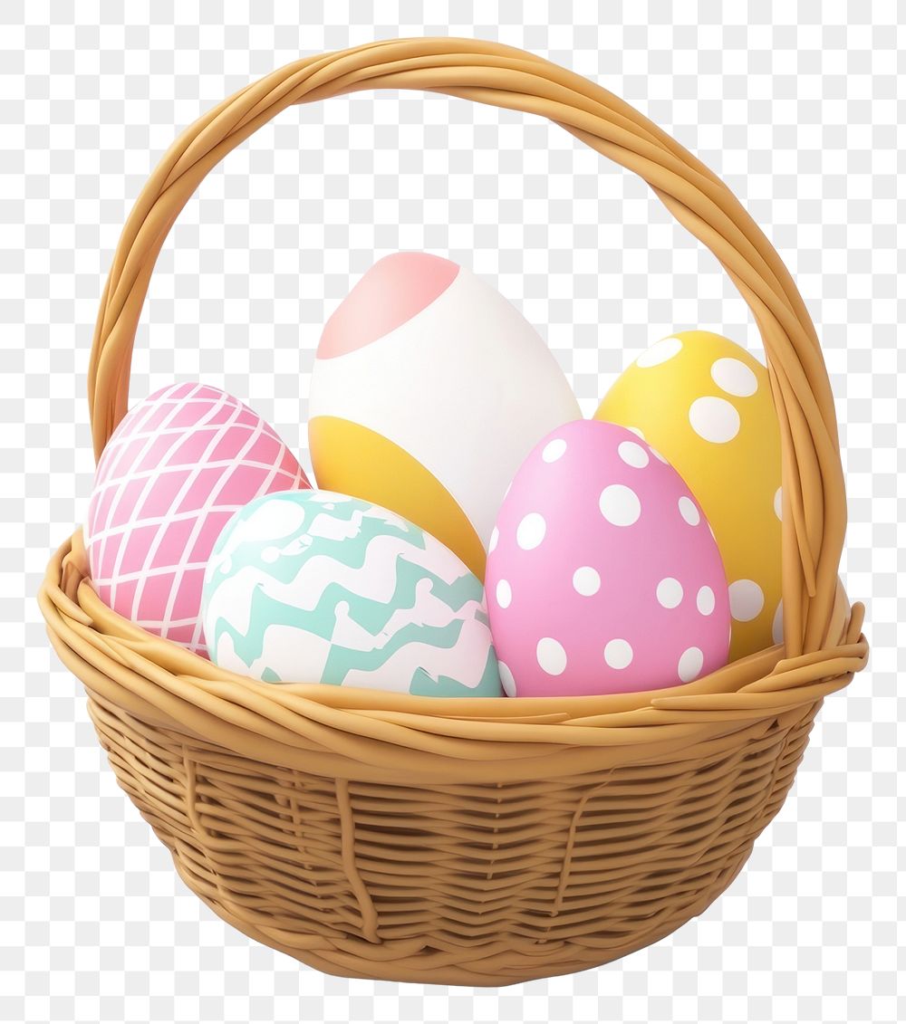 PNG Eggs in the basket patterns vibrant easter.