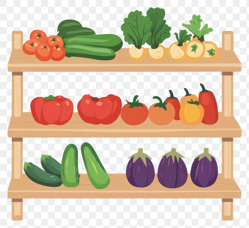 PNG Market store vegetable shelf vegetables illustration produce.