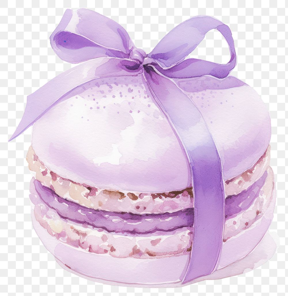 PNG Purple coquette macaron illustration watercolor dessert.