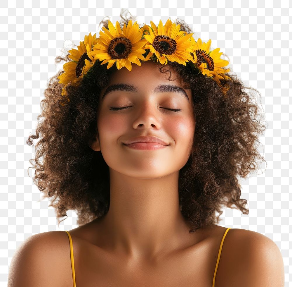 PNG Young hispanic woman sunflower joyful closed.