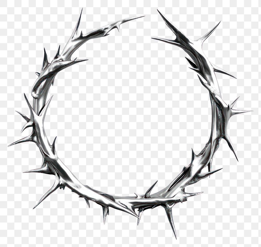 PNG Crown of thorns metallic symbol sharp.