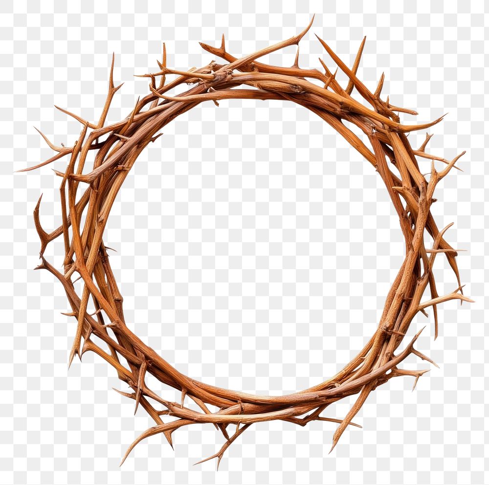 PNG Crown of thorns circular wood representation.