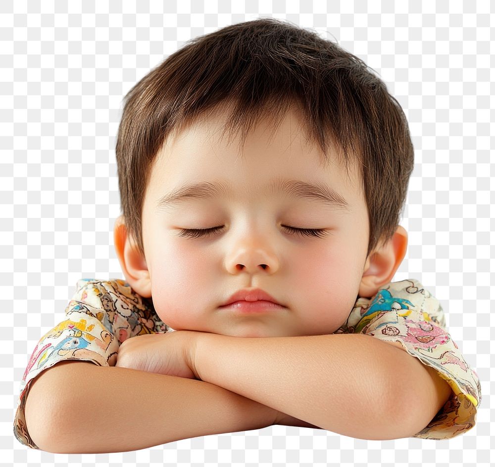 PNG Sleepy east asian boy toddler portrait photo face.