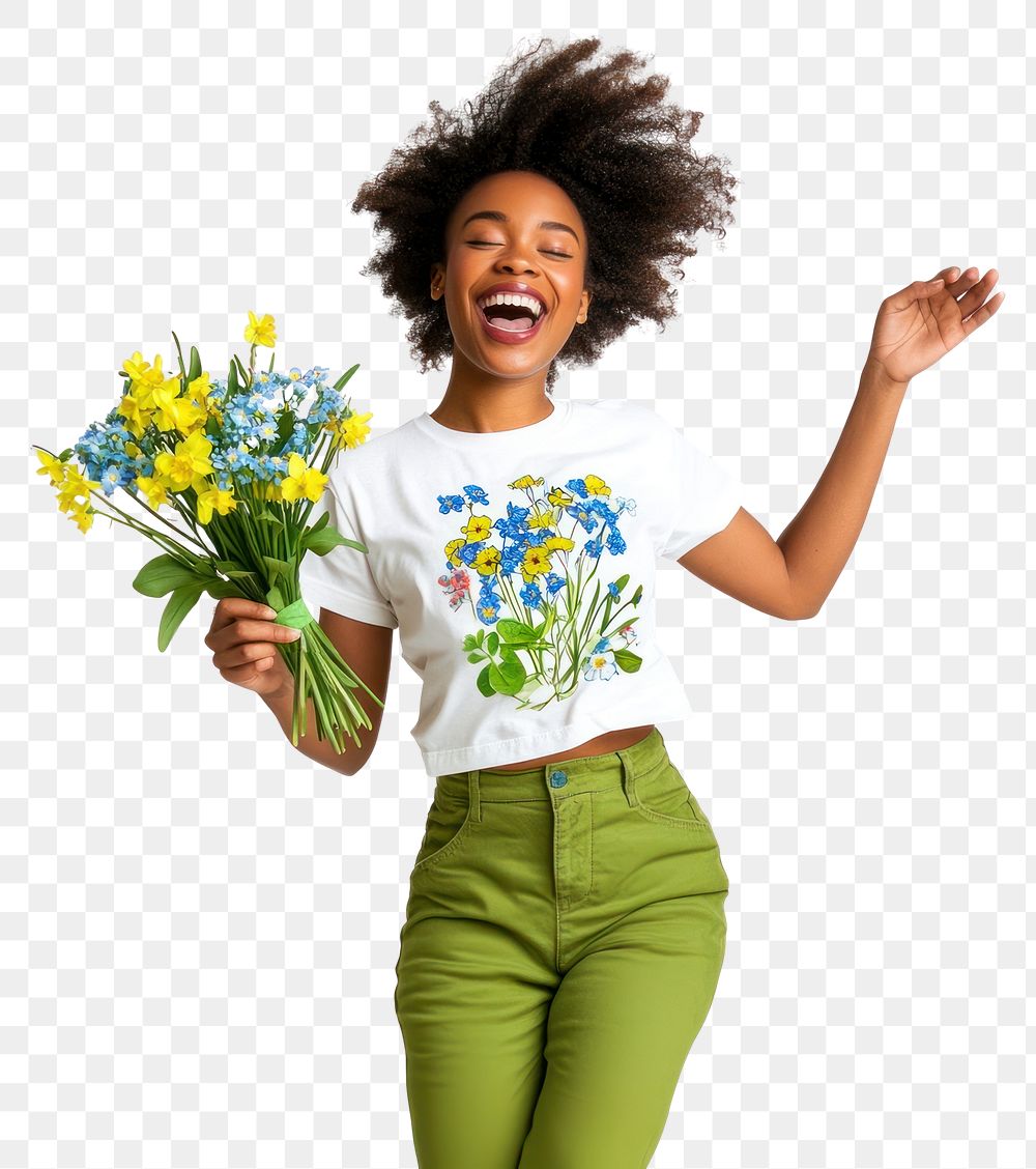 PNG Woman background bouquet joyful.