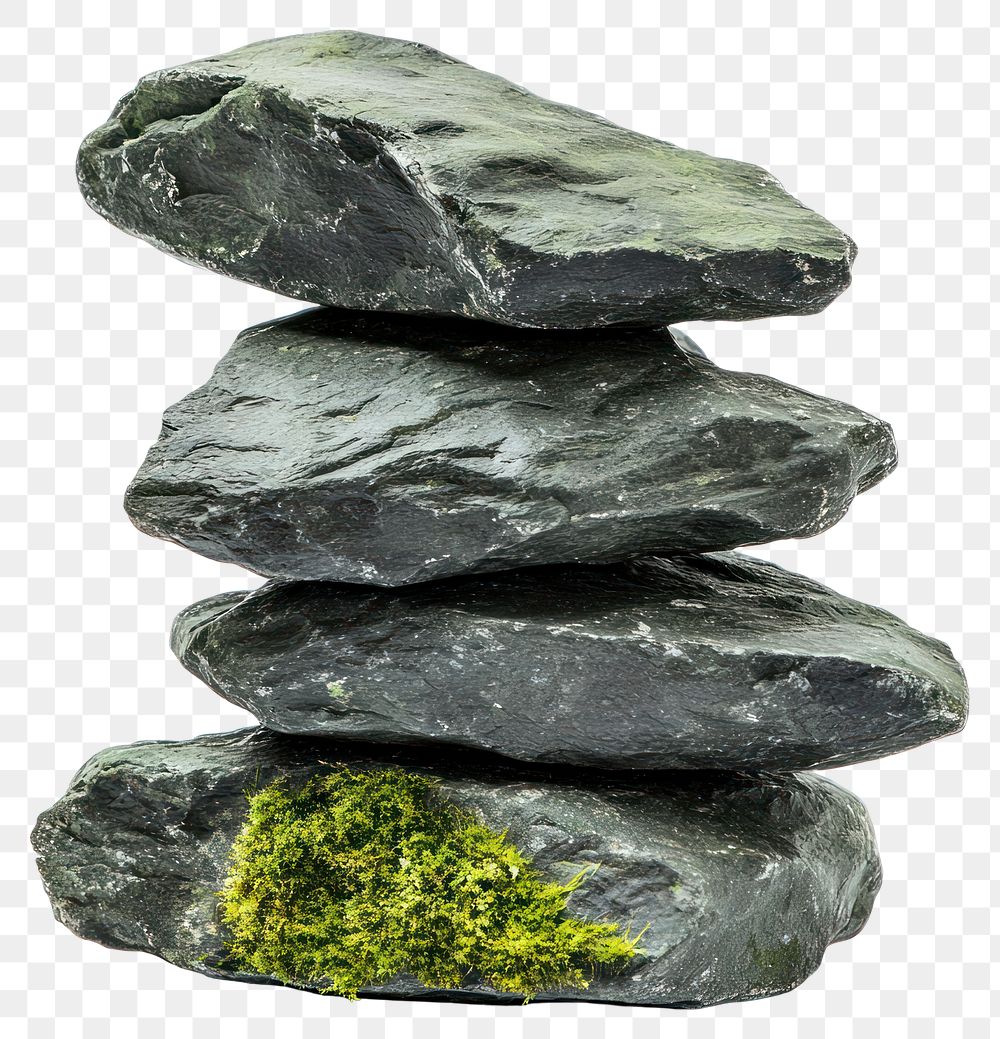 PNG Stacked Basalt Rocks with moss rock natural symbol.