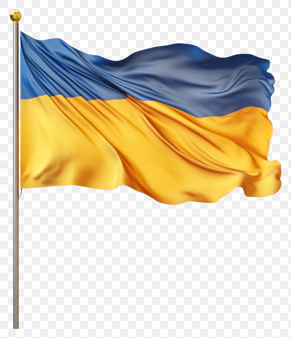 PNG Waving ukraine flag on a flagpole waving ukrainian patriotic.