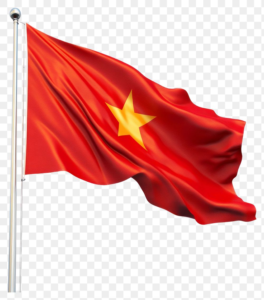 PNG Waving Vietnam flag on a flagpole vietnam vietnam flag patriotism.