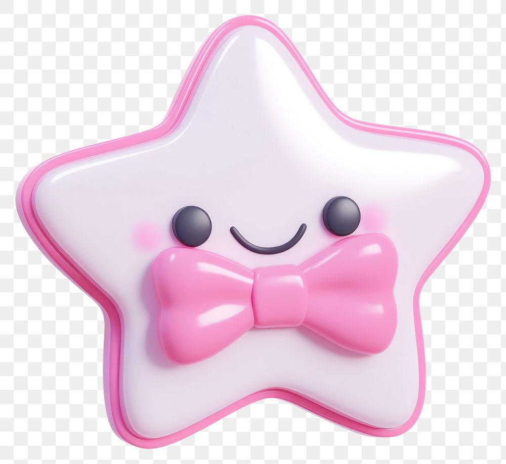 PNG 3d coquette star illustration pink cute.