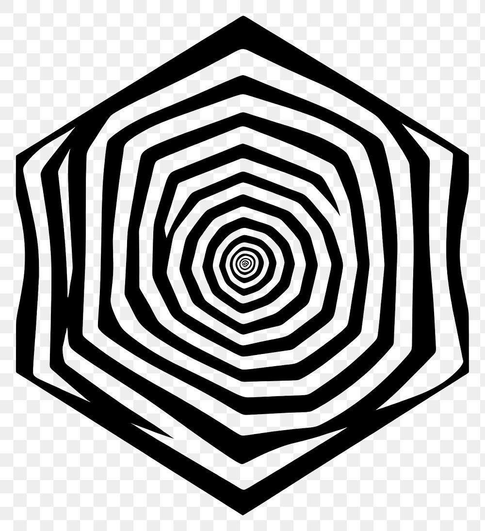 PNG Hexagon flat line illusion black white lines.