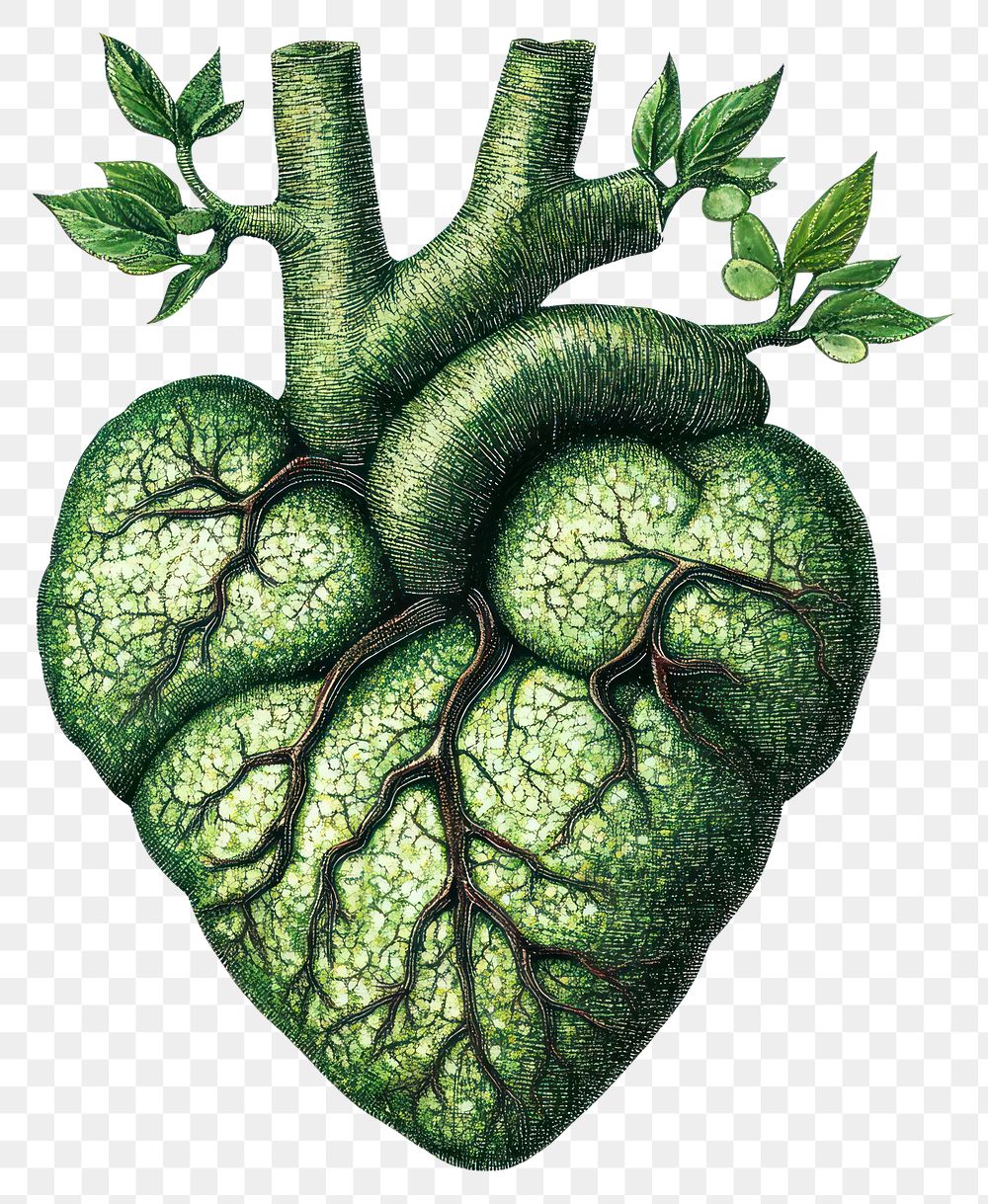 PNG Pointillism heart green illustration eco-friendly.