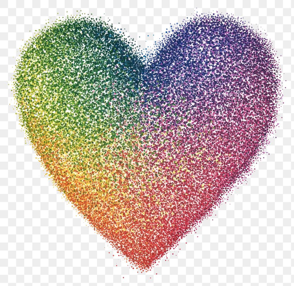 PNG Pointillism heart rainbow illustration pointillism expression.