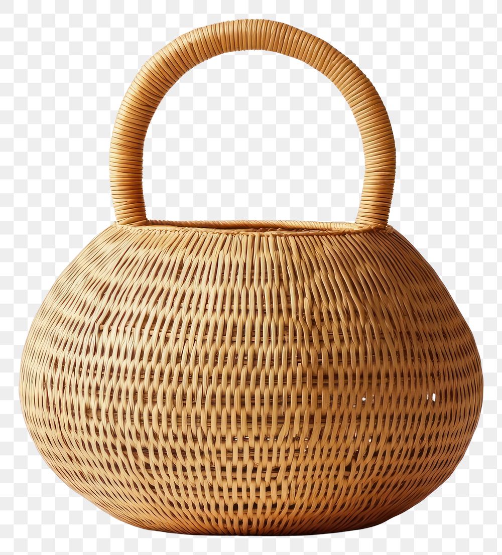 PNG A rattan basket with a handle solution round accessories.