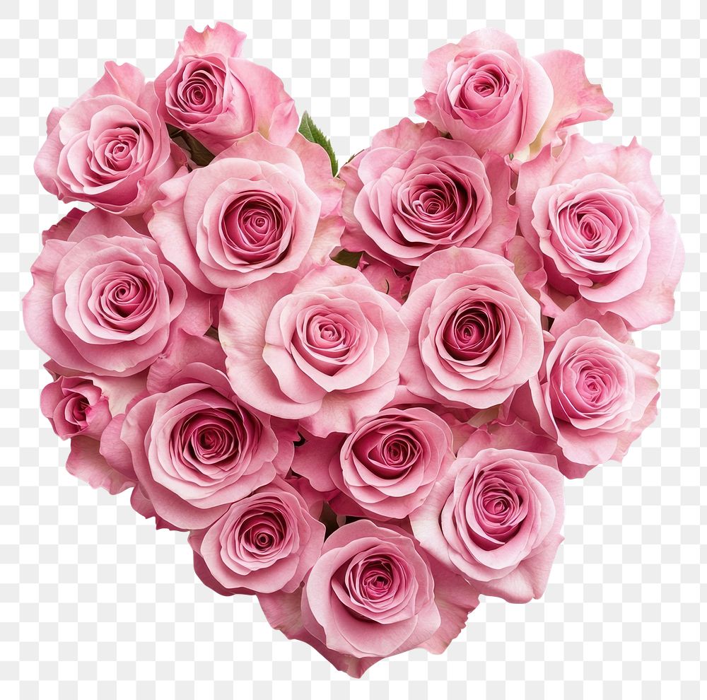 PNG Roses arranged in the shape of a heart flowers pink heart-shaped.