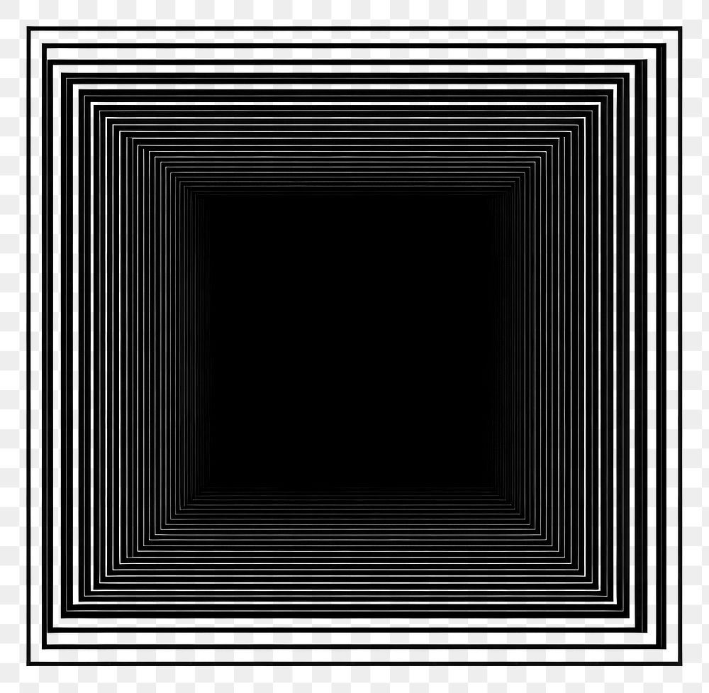 PNG Square flat line illusion black white art.