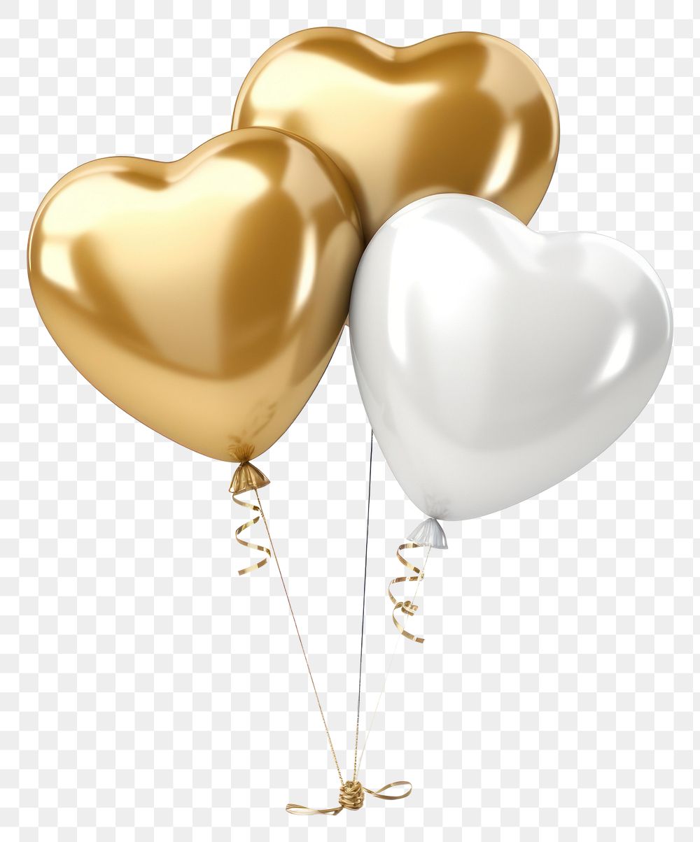 PNG Golden and white balloons heart heart-shaped celebration.