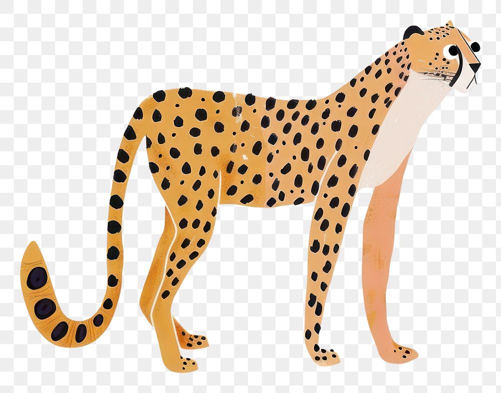 PNG Cute cheetah illustration minimalist wildlife animal.