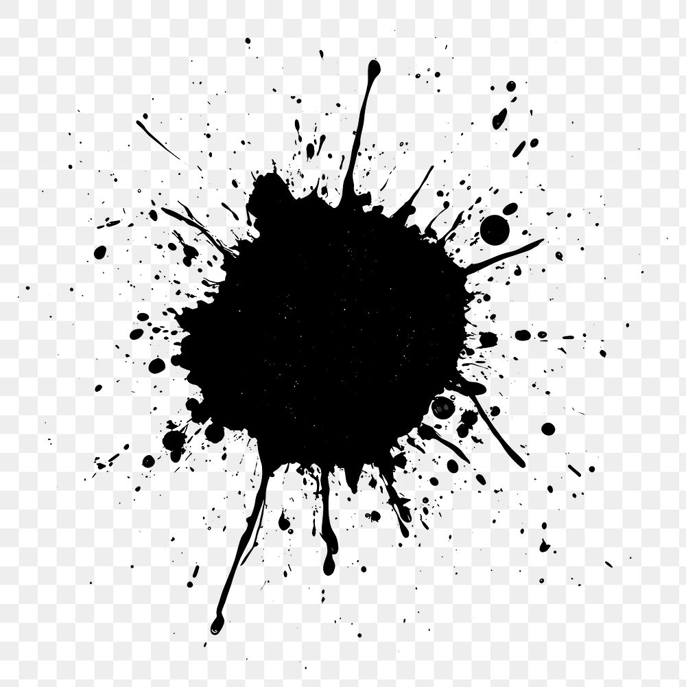 PNG Grunge brush splatter stain black.