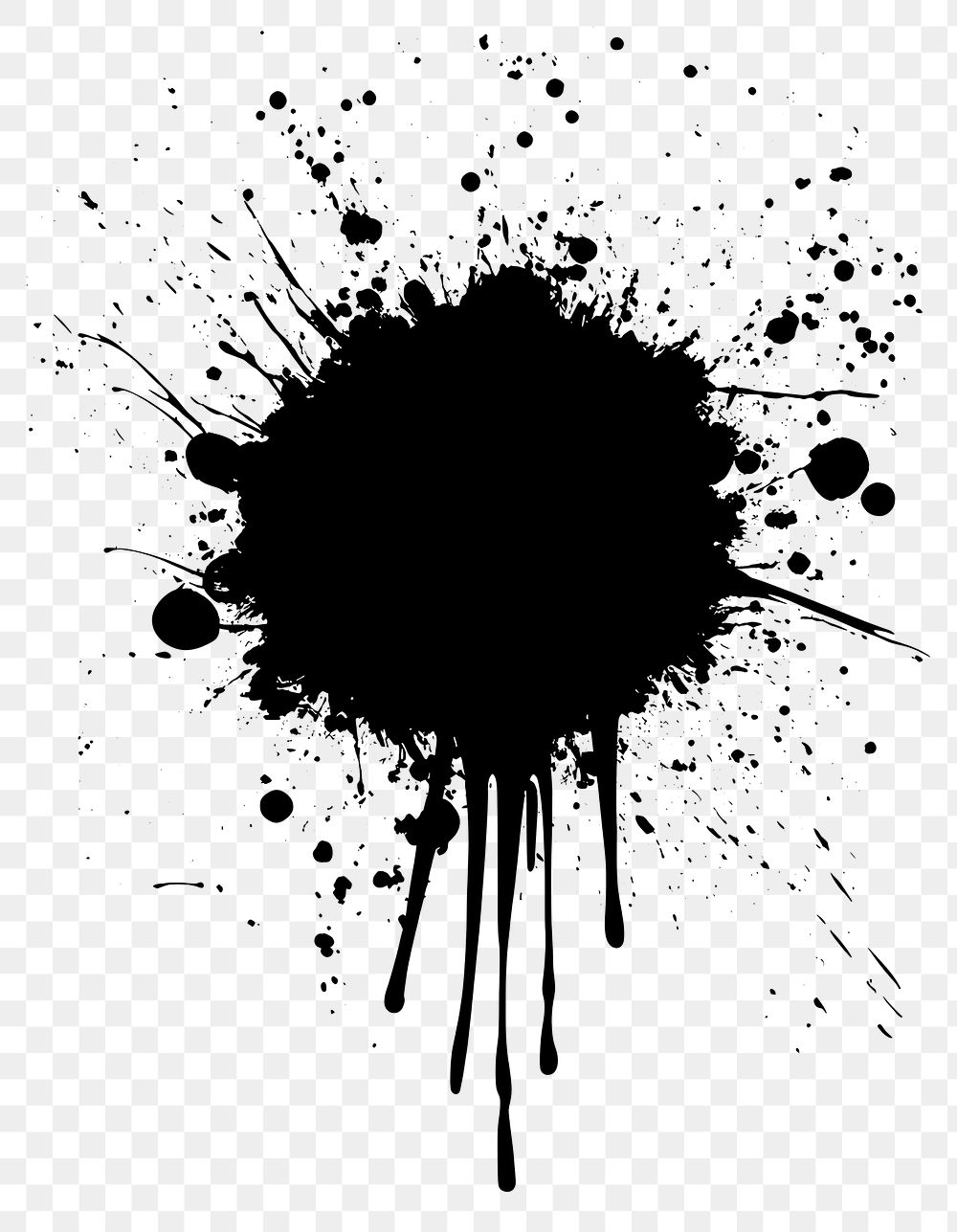 PNG Grunge brush splatter stain black.